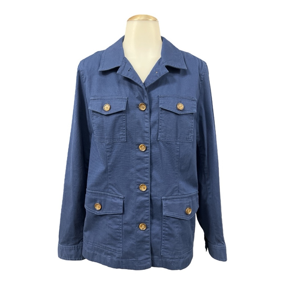 Talbots Blue Utility Women’s Jacket in a Cotton Stretch Canvas Style Large
